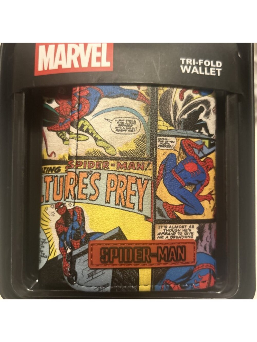 Marvel Spider-Man Tri-Fold Wallet Comic Print Spider Man For I.D. Cards Tin Case